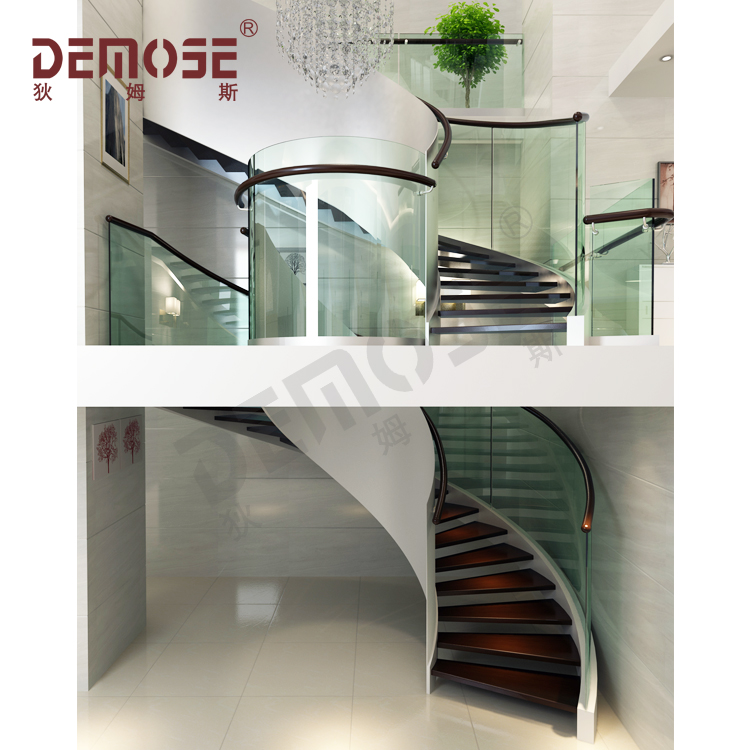 加拿大司門自建房創(chuàng)意鏤空弧形樓梯工程